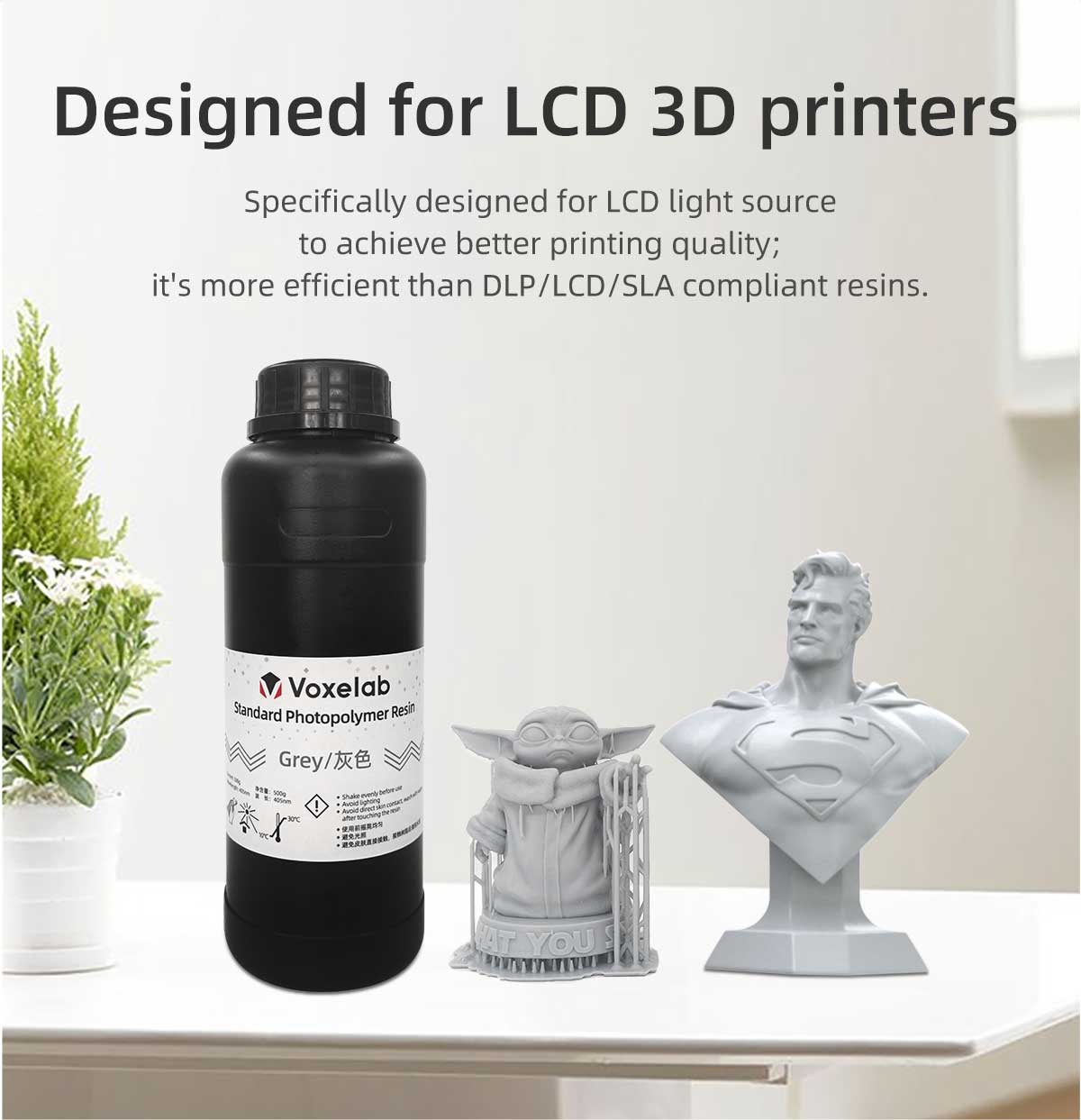  Inland High Precision Plant-Based PLA Resin Pro, Large Build  Volume 3D Printing UV-Curing Photopolymer Resin for 405nm LCD Monochrome  (White, 1KG) : Industrial & Scientific